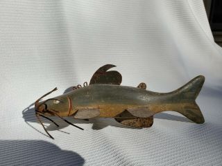 Vintage Wooden Catfish Ice Fishing/spearing Decoy