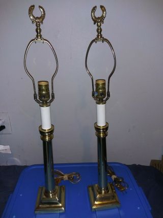 Vintage Baldwin Brass Candlesticks Table Buffet Lamps 27” Pair Colonial