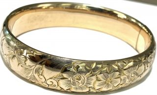 Antique Vintage C&h Co Gold Filled Victorian Floral Bangle Bracelet 28.  6g