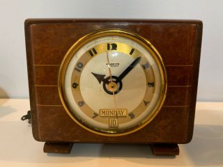 Vintage Art Deco Hammond Tripoli Electric Day / Date Synchronus Alarm Clock