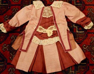 Very Fine French Type Fancy Silk Doll Outfit For Large 19 " Antique Bisque Doll