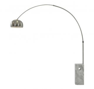 Marble Base Floor Lamp.  Stainless Steel Arch Pole.  Metal Dome Shade.