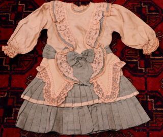 Very Fine French Type Fancy Silk Doll Outfit For Medium 22 " Antique Bisque Doll