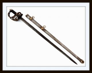 Antique 19th C.  English Royal Household Guard Units Officers Sword,  Maker Marked 2