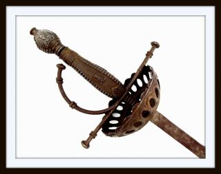 Antique Victorian 17th - 18th C.  Style Spanish Or Italian Cup - Hilt Rapier Sword