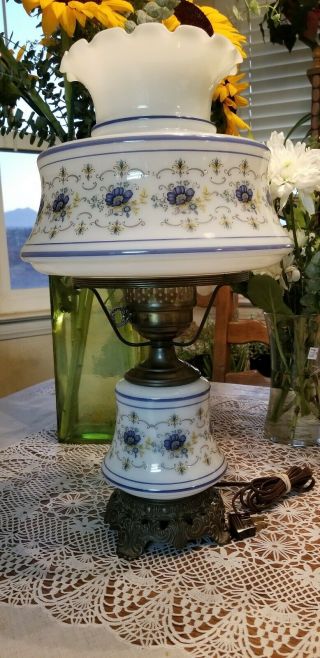 Quoizel Abigail Adams Blue 20 " Hurricane Colonial Table Lamp - Ab701a Milk Glass