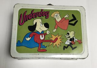 1974 Underdog Lunch Box,  Lunch Pail W/ Wire Thermos Holder.  Holy Grail Of Boxes