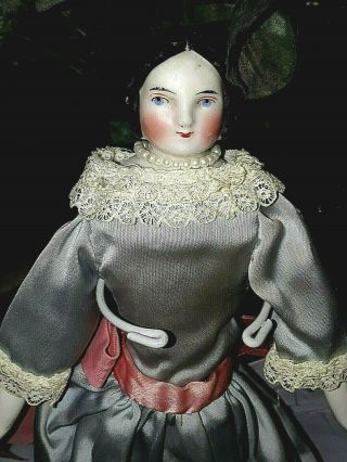 Charming 8 " Vintage Covered Wagon China Head Doll W/i.  D.  Cloth Body