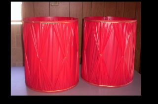 Vintage Large Red Mid Century Lamp Shades 17 " Tall 15 " Wide