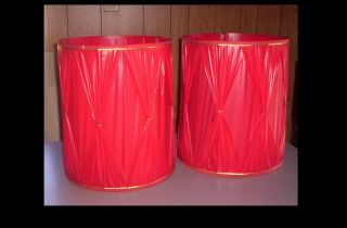 Vintage Large RED Mid Century Lamp Shades 17 