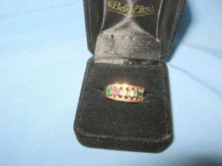 Vintage Esemco 14k Yellow Gold 5 - Stone Mothers Ring Size 8.  5 - 9