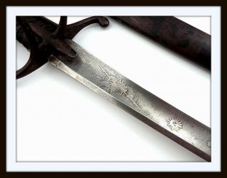 Antique early 19th c French Napoleonic Officer ' s Sword with Damascus Steel Blade 2