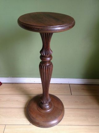 Vintage Solid Wood Pedestal Plant Stand 30 " Tall