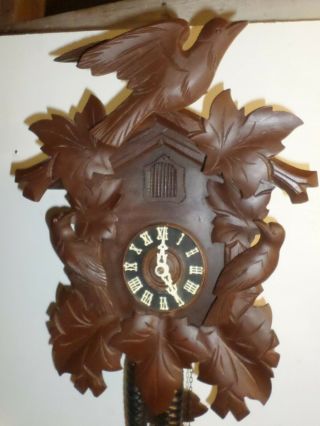 Old Unusual German Black Forest Large Mahogany Cuckoo Clock
