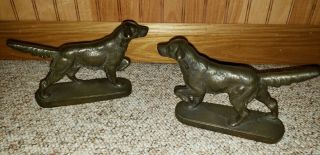 Antique Vintage Bronze Setter Dog,  Pointer,  Retriever,  English Door Stop Pair.