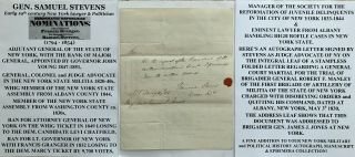 Major General York State Militia Assemblyman Lt Governor Letter Signed 1830