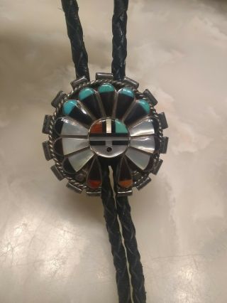 Vintage Native American Bolo Tie Sterling Silver Signed