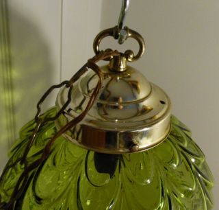 Vintage Hanging Swag Lamp Draped Glass Globe Mid Century Hollywood Regency MCM 2