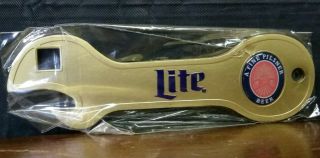 Man Cave Collectible Miller Lite Beer Bottle Opener - Gold Wrench Shape -