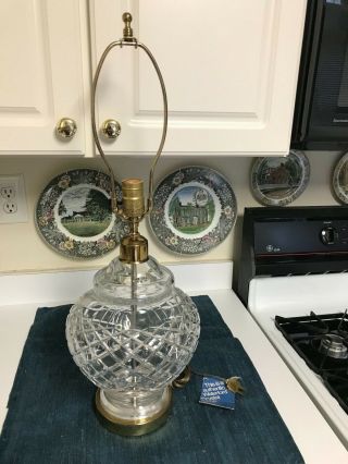 Stunning Vintage 25 " Waterford Cut Crystal Electric Lamp With Tag