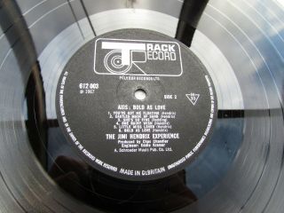 Jimi Hendrix Lp Axis Bold As Love Uk Track 1967 1st Press Mono,  Insert