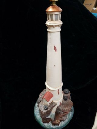 Apsit Bros Of Calif 1980 ' s Vintage Lamp Antique Lighthouse Nautical Sea 2