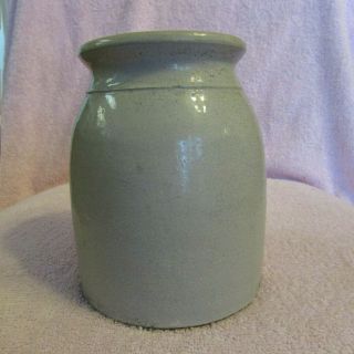 Vintage Salt Glaze Stoneware Crock Lidded Quart Size