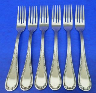 6 - Towle Beaded Antique Stainless 18/8 Germany Flatware 8 1/8 " Dinner Forks