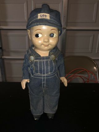 Vintage Buddy Lee Doll.  Union Made Denim Overalls And Hat 1940’s Awesome Piece