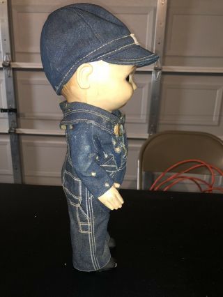 Vintage Buddy Lee Doll.  Union Made Denim Overalls And Hat 1940’s Awesome Piece 2