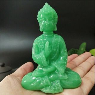 Thai Buddha Meditation Statue 3.  55 " Small Luminous Stone Sculpture Figurine 01