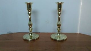 Baldwin Polished Brass Candlesticks.  6 Inch Tall.  Rounded Base