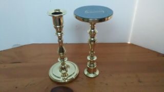 Baldwin polished Brass Candlesticks.  6 inch tall.  Rounded Base 3