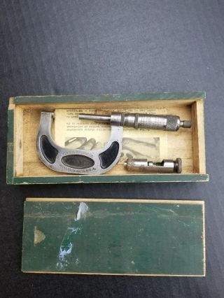 Rare - Vintage " Fleming Machine Co.  - Worcester,  Mass.  " No.  1202rl Micrometer