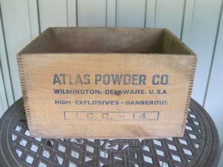 Vintage Atlas Powder Co High Explosives Dynamite Tnt Wood Box Wooden Crate B8257