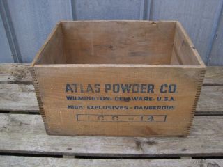 Vintage Atlas Powder Co High Explosives Dynamite TNT Wood Box Wooden Crate B8257 2