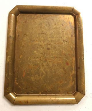 Antique Tiffany Co Copper Engraved Desk Tray Wedding Invitation Plate 1920s