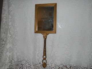 Antique Brass Victorian vanity mirror,  17 3/4 