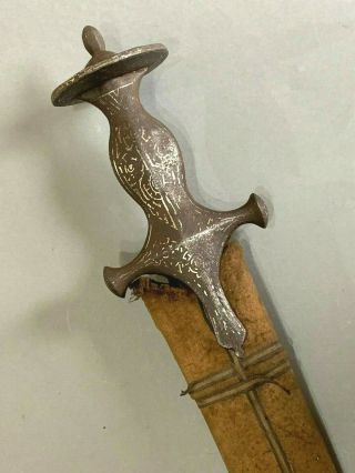 19th Century Antique Tulwar Indian Sword With Silver Inlay