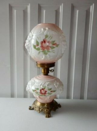 Vintage Gwtw Hurricane Lamp Puffy Lions Head Roses Gone With The Wind