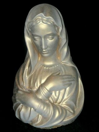 Vintage Virgin Mary Ceramic Porcelain 10 " Statue Figurine Religious Plant Pot