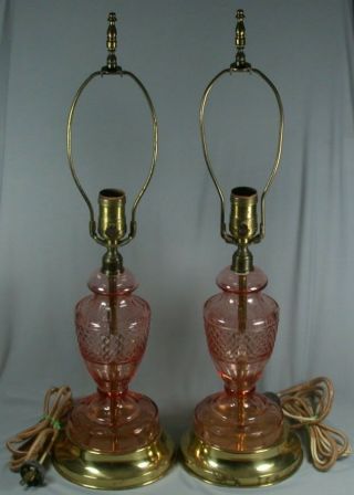 Vintage Pink Depression Glass Lamps