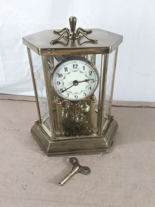 Vintage Hall Craft Desk Top Wind Up Clock W/ Clock Key