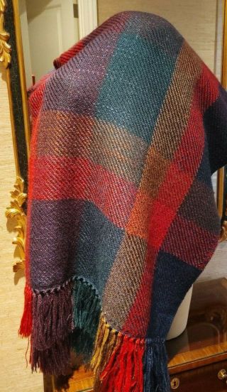 Vintage Churchill Weavers Red And Blue Plaid Hand Woven Throw Blanket