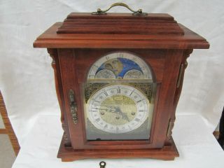 Vintage Emperor Franz Hermle 8 Day Moon Dial Westminster Chimes Bracket Clock