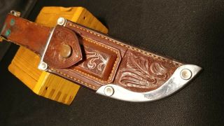 Vintage Edward Bohlin Leather Knife Sheath with Sharpening Stone Hollywood Calif 2
