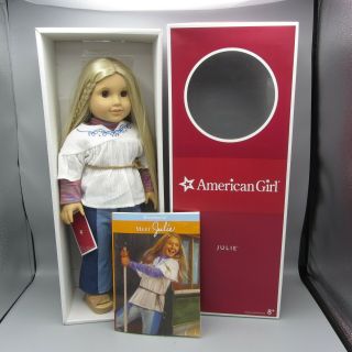 American Girl Julie Albright 18 " Doll Long Blonde Hair W/ Meet Outfit Book & Box