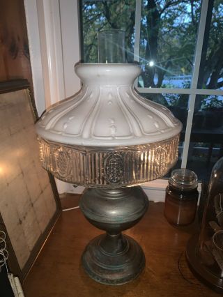 Vintage Aladdin Oil Lamp White Glass Shade Hurricane Lamp Model 6 As Found