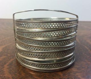 Antique Vintage Webster Sterling Silver And Cut Glass 6 Pc Coaster Set W/ Caddy