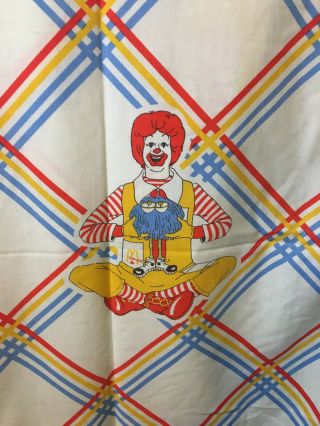 Vintage 1978 McDonalds Flat Twin Bed Sheet Ronald McDonald Fabric Print RARE 3